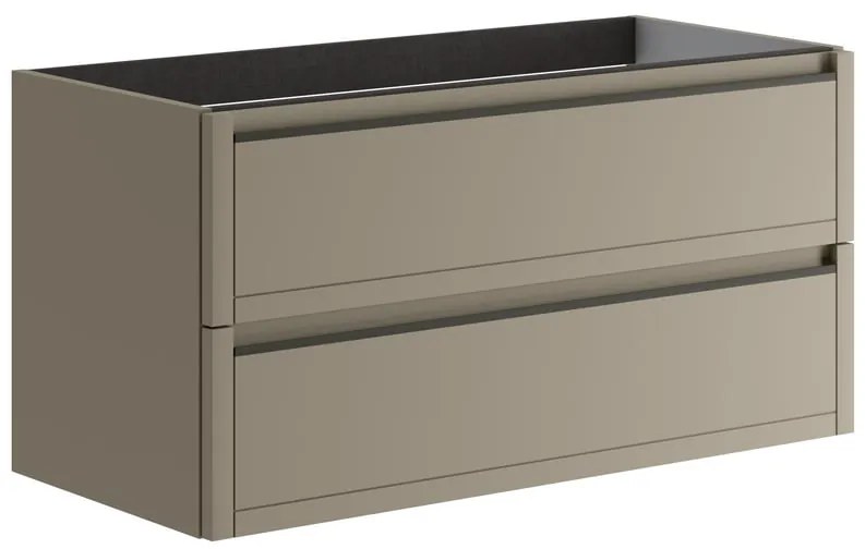 Mobile da bagno sospeso sotto lavabo L 99.5 x H 50 x P 45.5 cm marrone opaco, 2 cassetti Tratto