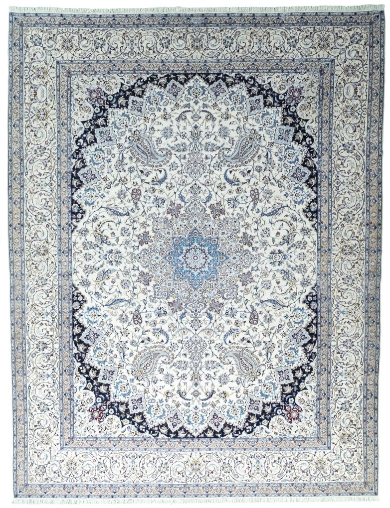 Nain Tappeto 340x440 Beige (Iran) Annodato A Mano