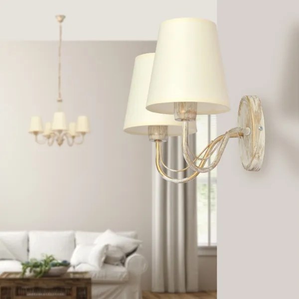 Lampadario a sospensione con catena MALBO 5xE27/15W/230V beige