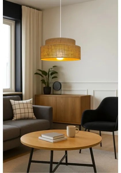 Lampadario a sospensione con filo BOHO 1xE27/60W/230V diametro 40 cm beige
