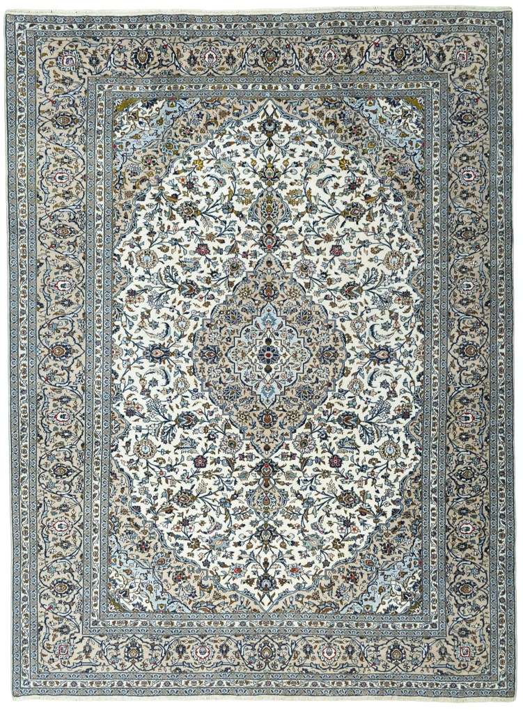 Kashan Tappeto 290x400 Beige (Iran) Annodato A Mano