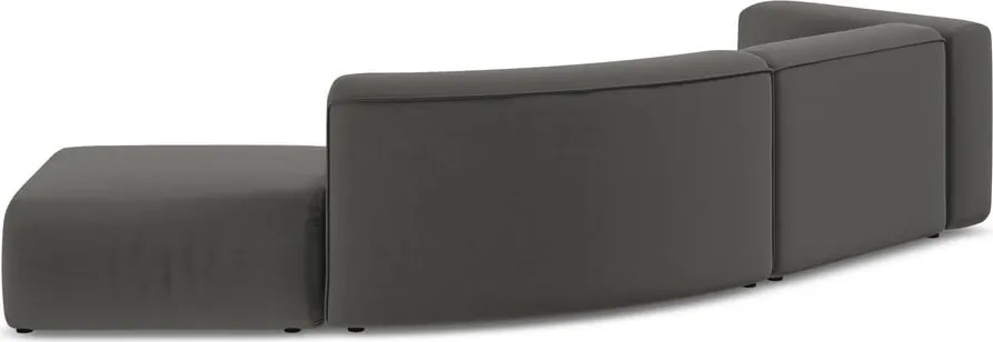 Chaise longue grigia (con penisola a destra) con rivestimento in velluto Ekahi – Makamii