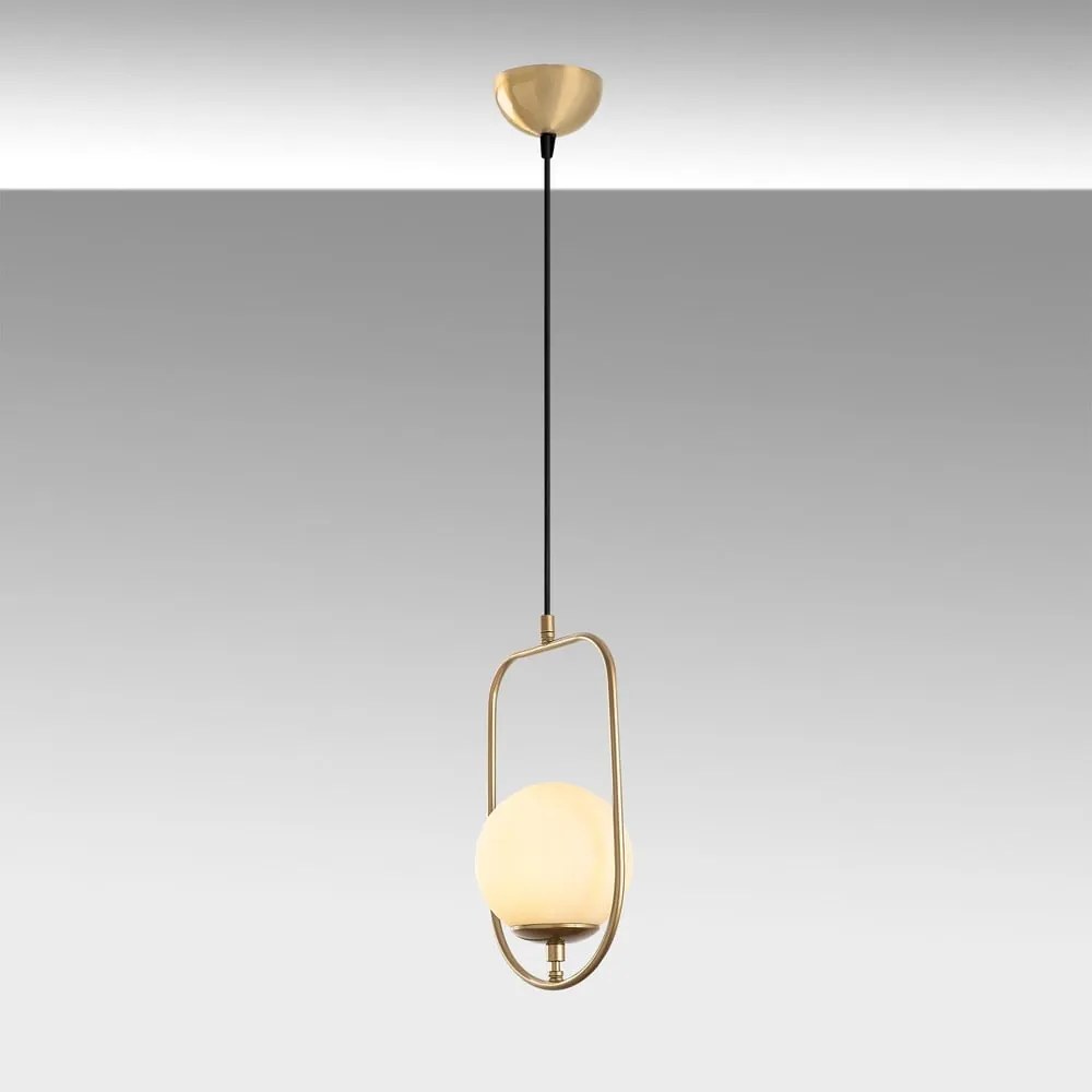 Lampadario dorato con paralume in vetro Skew – Opviq lights