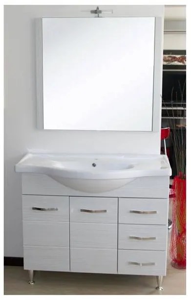 Mobile bagno 105 cm con lavabo e specchio bianco portuna - Antonella 16969