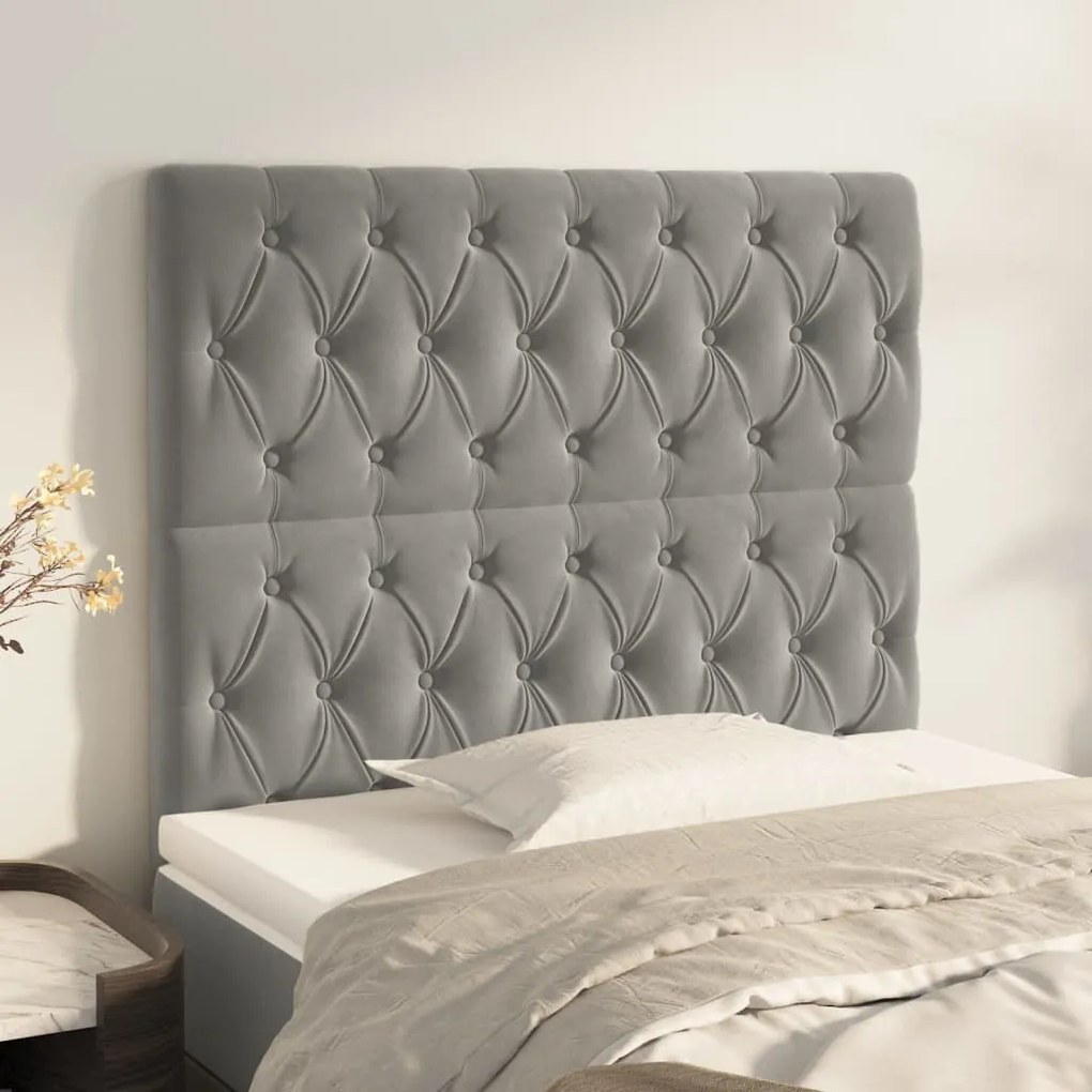 Testiera 2 Pz Grigio Chiaro 90 X 7 X 78/88 Cm İn Velluto /