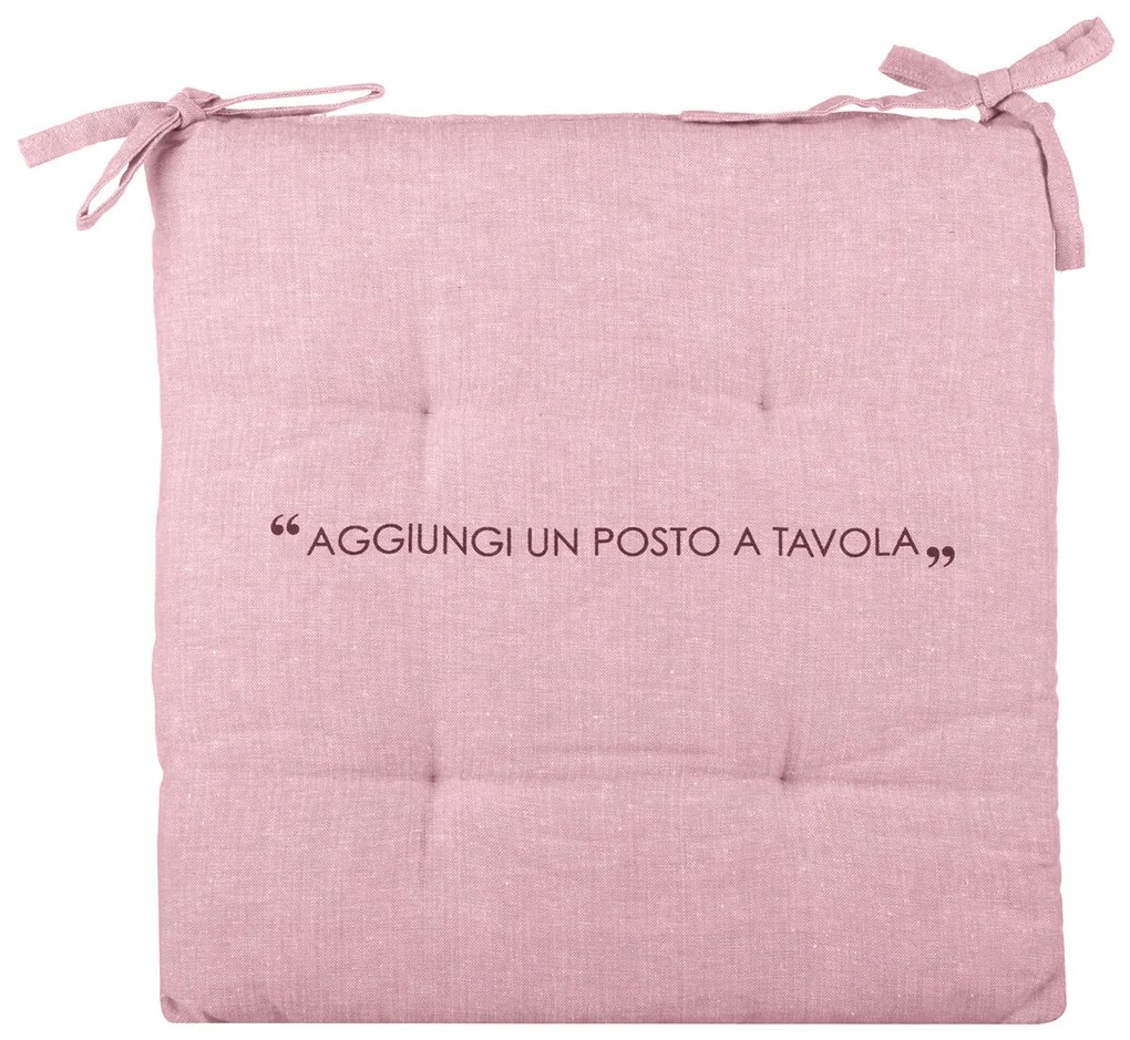 Cuscino sedia 40x40 cm malva con scritta