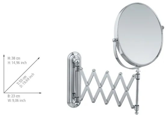 WENKO 3656241100 - Specchio cosmetico TELESCOPE DELUXE 23x38 cm finitura cromata lucida