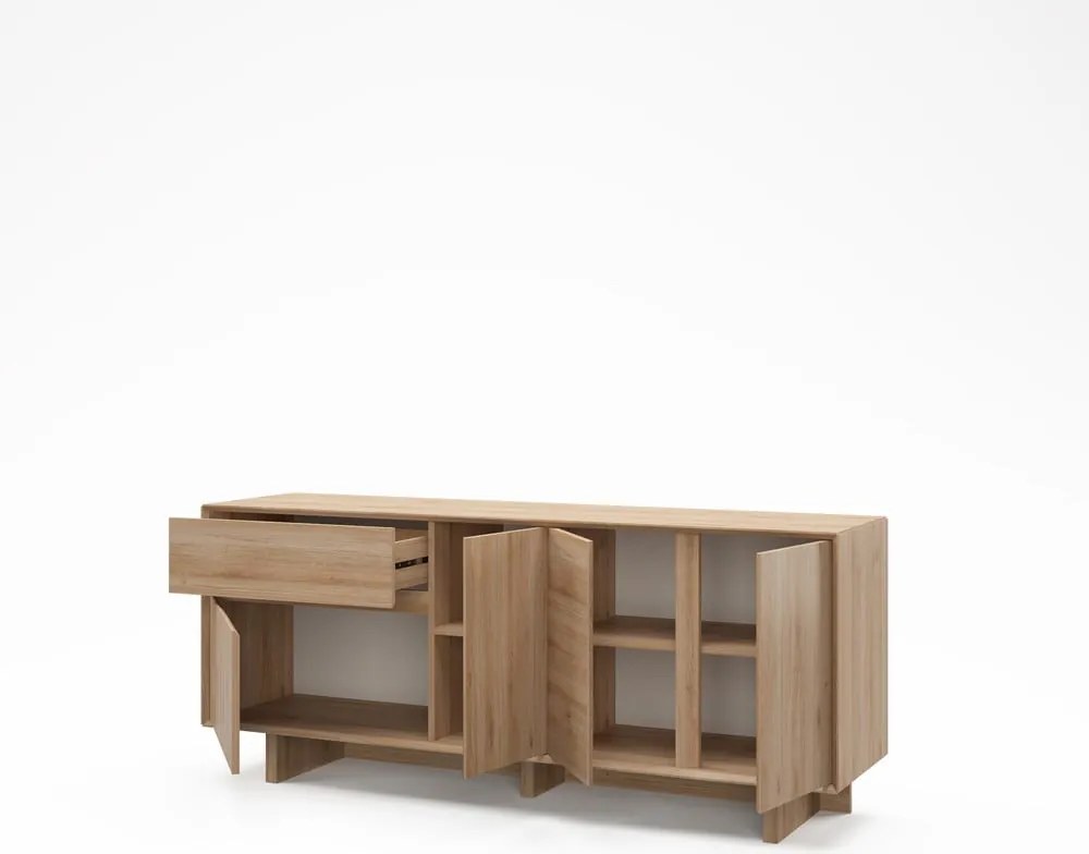 Cassettiera di colore naturale con effetto rovere 180x76x45 cm Carpi – Marckeric