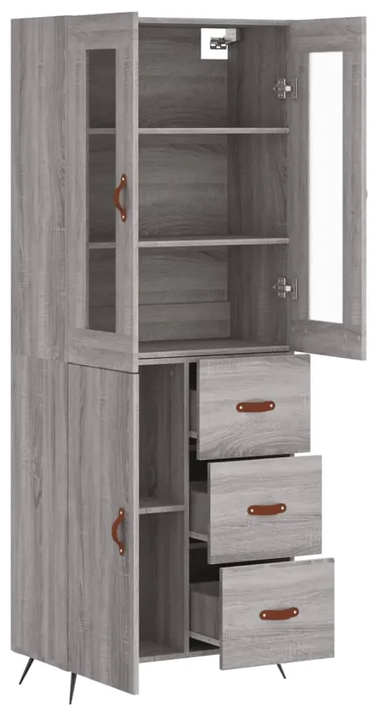 Credenza grigio sonoma 69,5x34x180 cm in legno multistrato