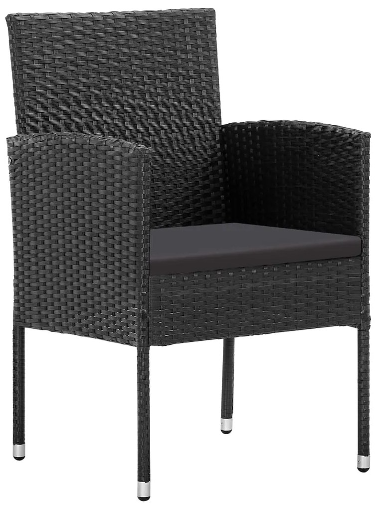 Set da Pranzo da Giardino 5 pz in Polyrattan Nero