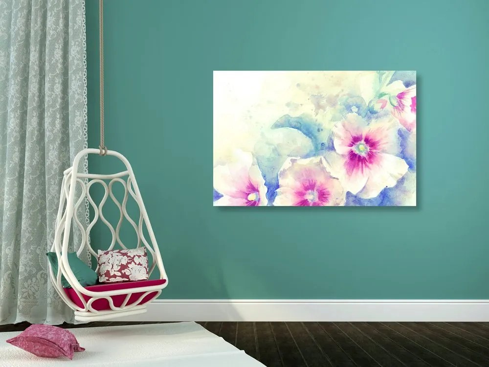 Quadro su tela – Illustrazione acquerello di fiori rosa