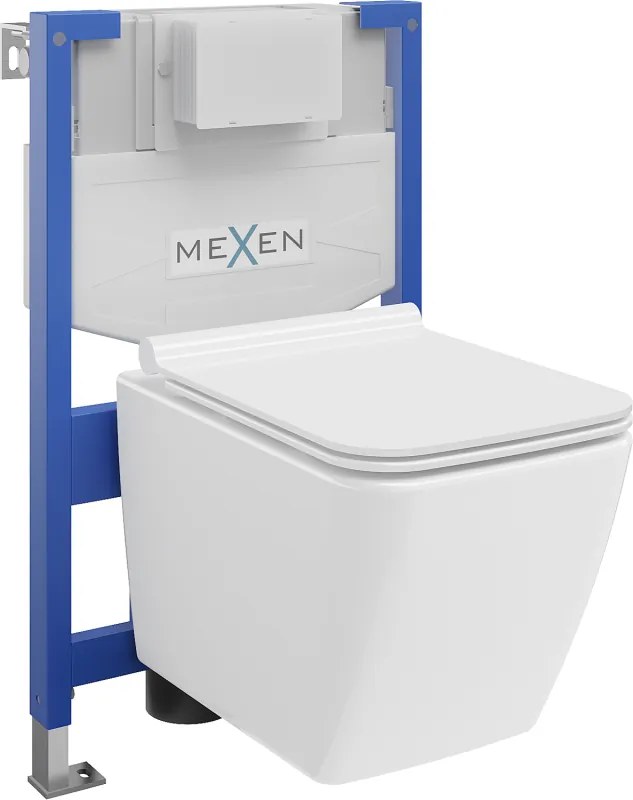 Mexen set a incasso WC telaio Fenix XS-F con vaso WC Vega e tavoletta a chiusura rallentata, bianco lucido - 68030654000