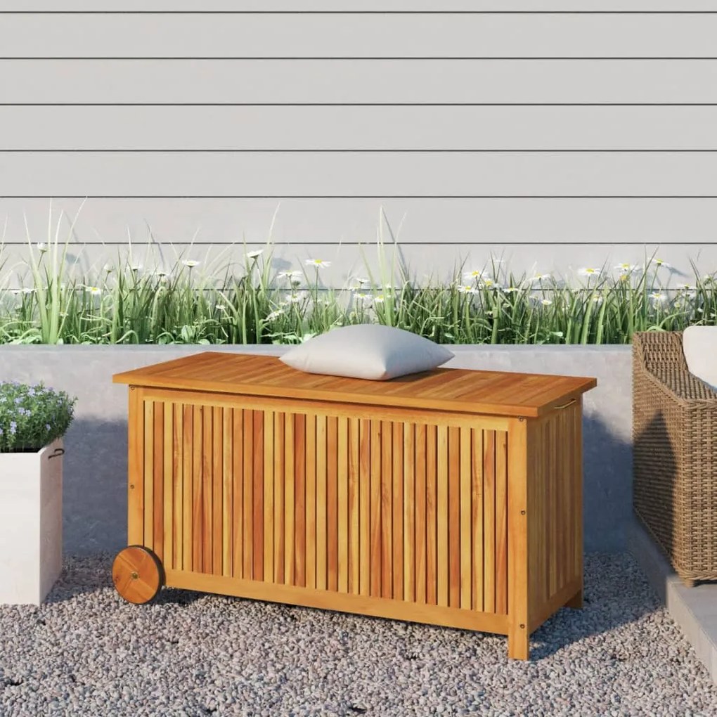 Contenitore Giardino Con Ruote 113x50x58 Legno Massello Acacia /