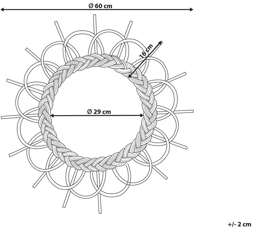 Specchio da parete rotondo rattan nero ⌀ 60 cm TELAKIA Beliani