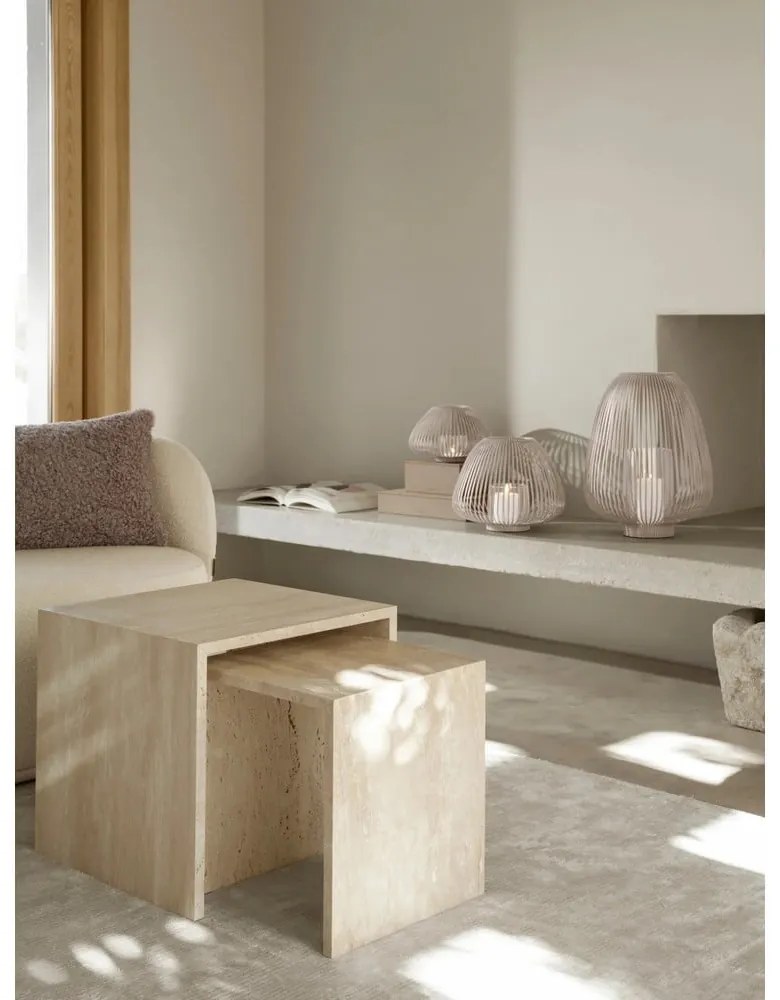 Scatole in set con coperchio/decorative beige in finta pelle 2 pz 40x30x11 cm Sahla – Blomus