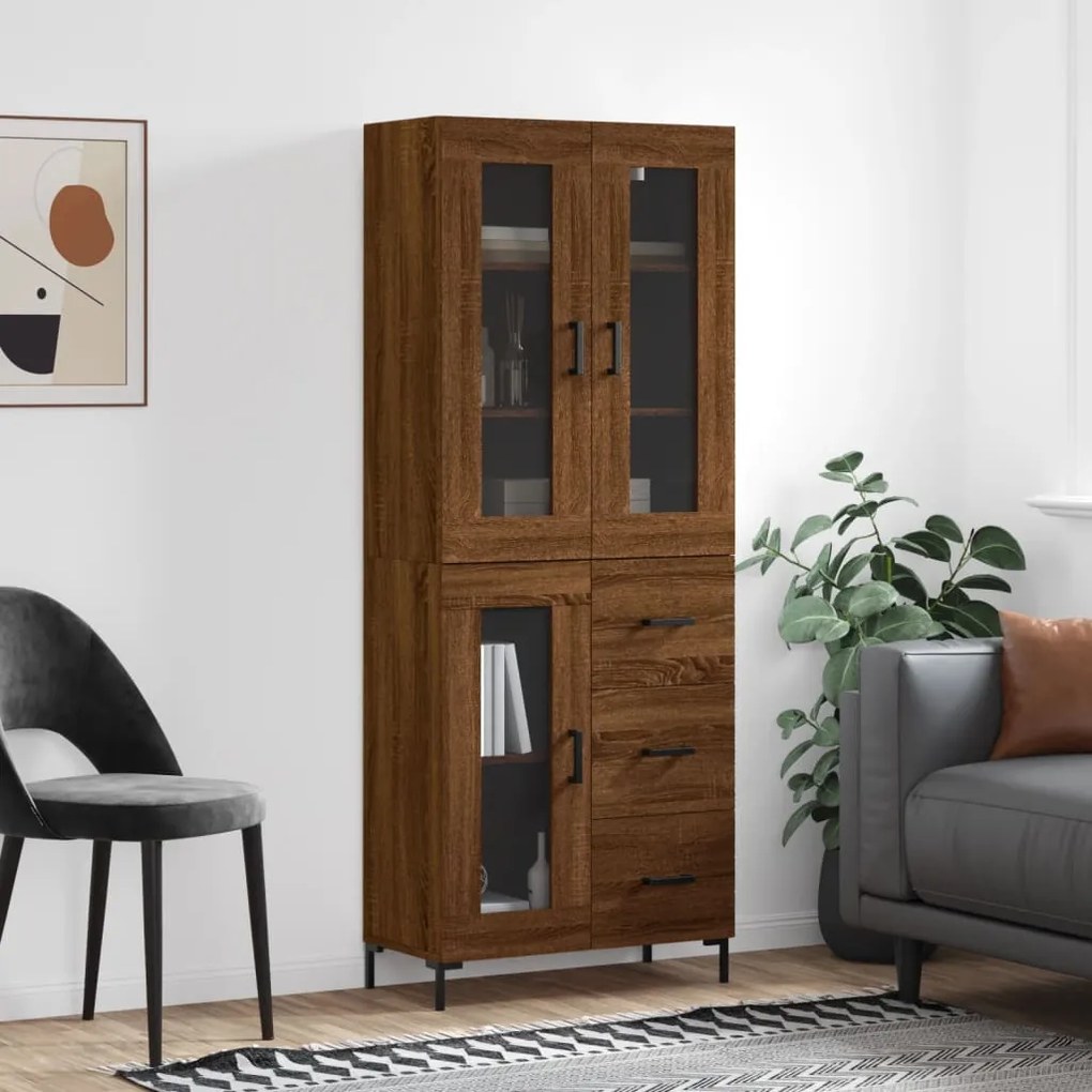 Credenza Rovere Marrone 69,5x34x180 Cm İn Legno Multistrato /
