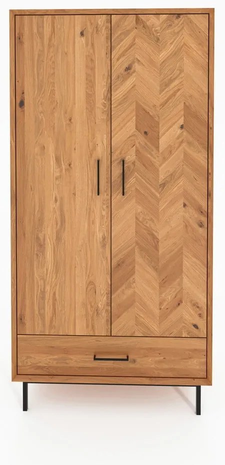 Armadio in legno di quercia di colore naturale 97x196 cm Abies - The Beds
