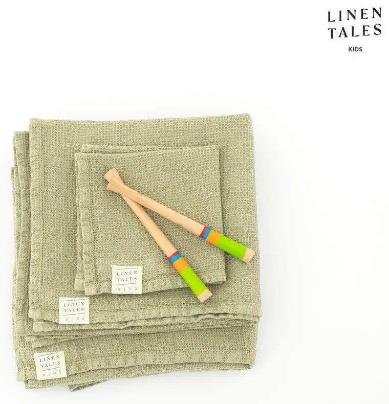 Asciugamano per bambini in lino verde chiaro 45x90 cm Sage - Linen Tales