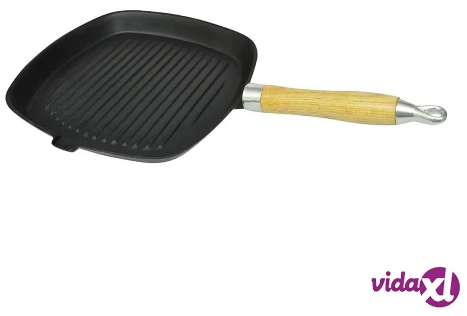 vidaXL Padella Tegame Griglia in Ghisa con Manico in Legno 20x20 cm