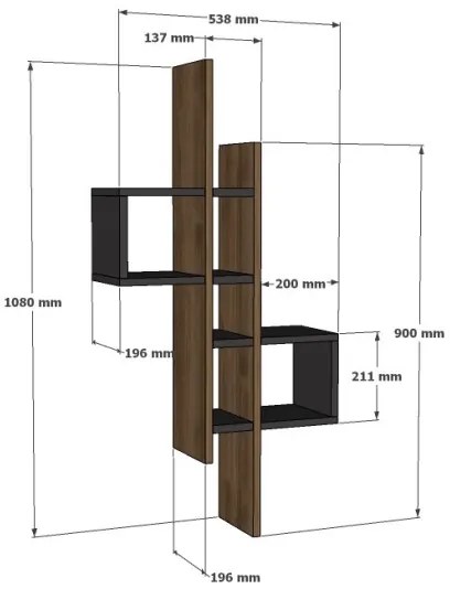 Mensola da parete EMSE 108x53,8 cm marrone/antracite