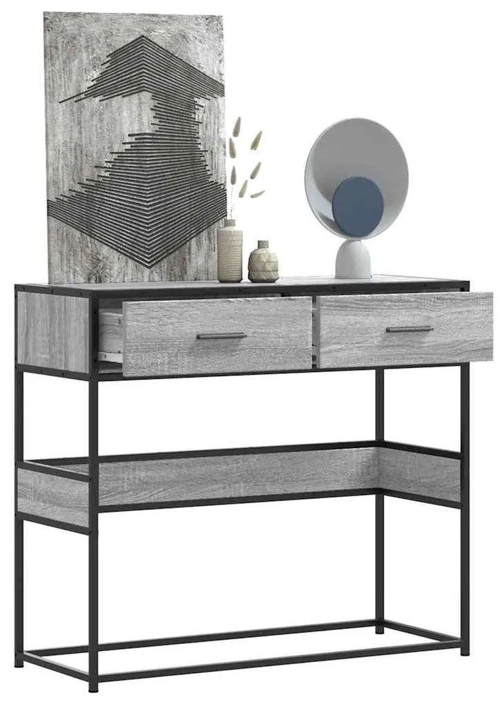 Tavolo Consolle Rovere Sonoma 90x35x80 Cm İn Legno Multistrato /