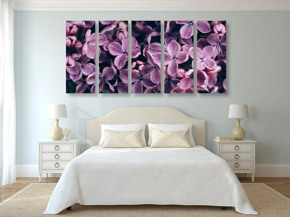 Quadri 5 pezzi – Fiori di lillà viola