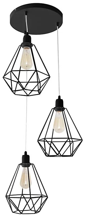 Lampadario KARO 3xE27/15W/230V nero