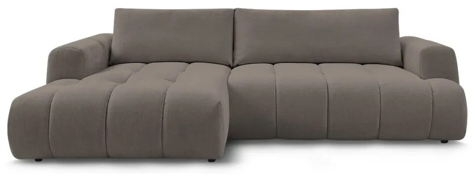 Divano angolare grigio tortora allungabile e con contenitore (penisola a sinistra/chaise lounge) con rivestimento in ciniglia Fuji – Bobochic Paris