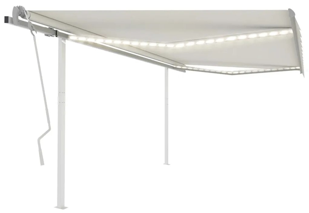 Tenda Da Sole Retrattile Manuale Con Led 4,5x3,5 M Crema /