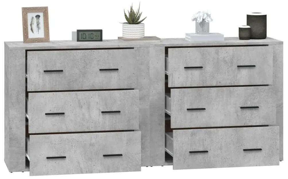 Credenze 2 pz grigio cemento in legno multistrato