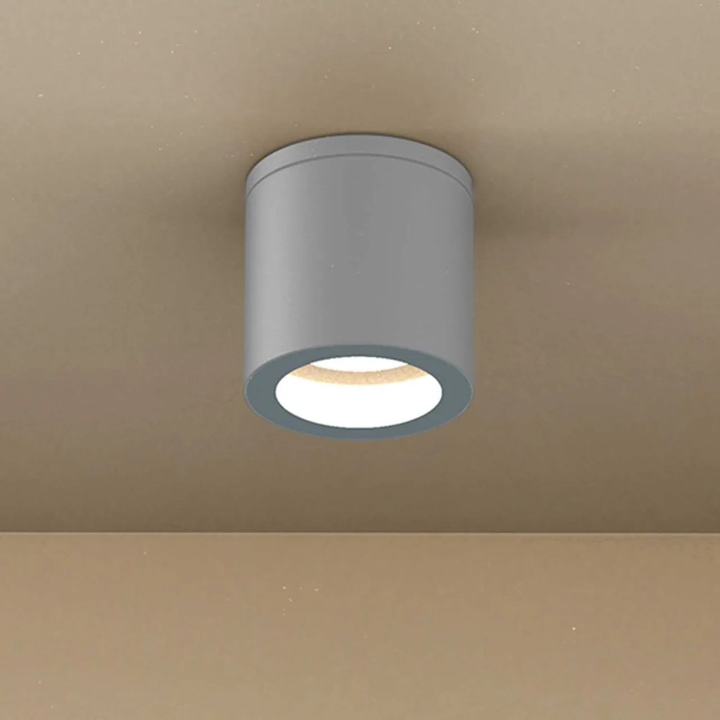 Applique da soffitto IP54 GU10 in Alluminio e Vetro - Grigia