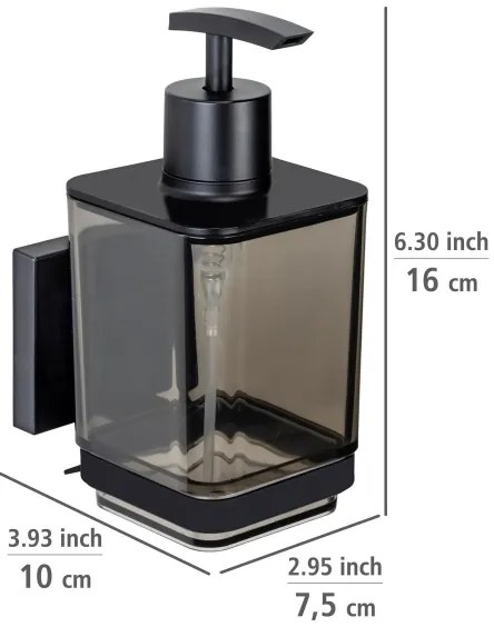 WENKO 71444800 - Dispenser per sapone VACUUM-LOC QUADRO ED 7,5x16 cm nero