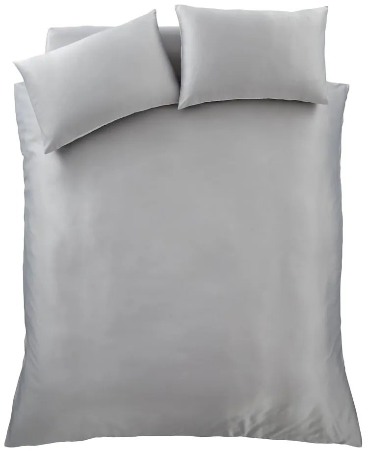 Set copripiumino e federa grigio in raso di seta per letto matrimoniale e per letto esteso 230x220 cm Silky Soft – Catherine Lansfield