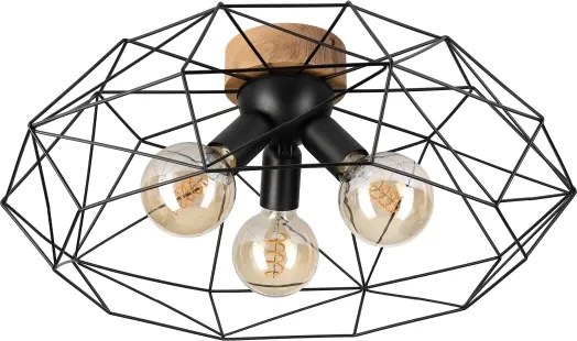 Brilagi - Plafoniera WOODY BASKET 3xE27/60W/230V Ø 60 cm rovere