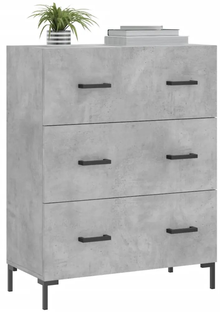 Credenza grigio cemento 69,5x34x90 cm in legno multistrato