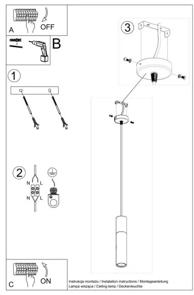 Sollux SL.0632 - Lampadario a sospensione con filo PABLO 1xGU10/40W/230V nero