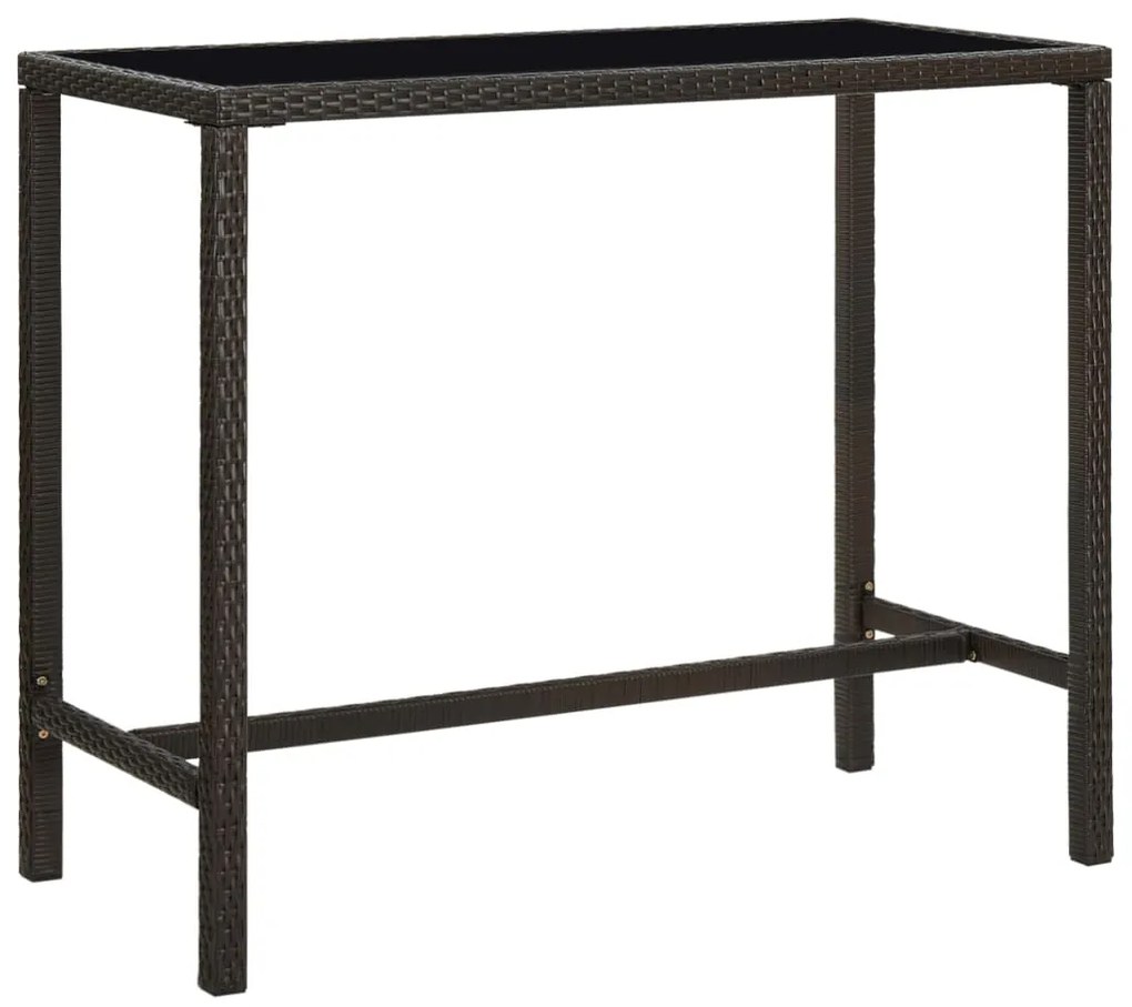 Tavolo Da Bar Per Esterni Marrone 130x60x110cm Polyrattan Vetro /