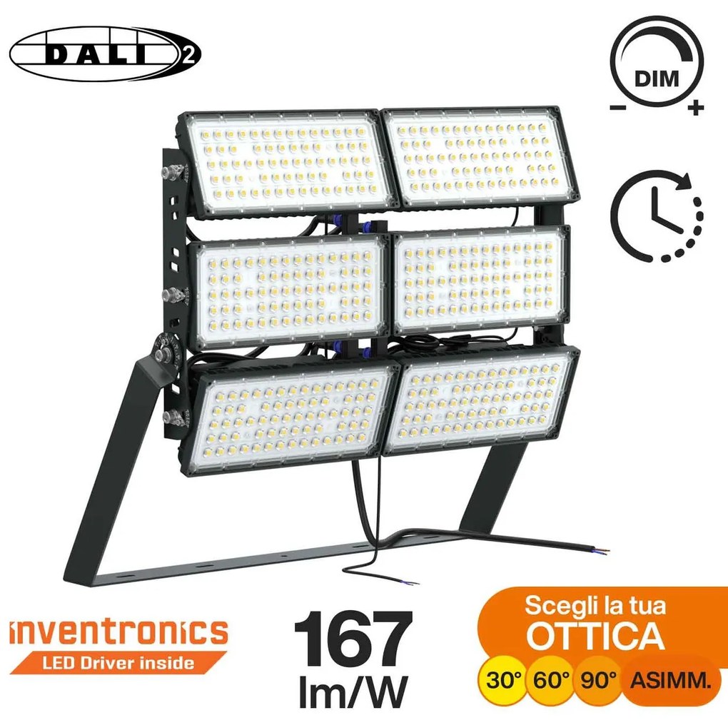 Faro Modulare LED 1.200W IP66 167lm/W Dimmerabile DALI - INVENTRONICS Colore Bianco Freddo 5.000K