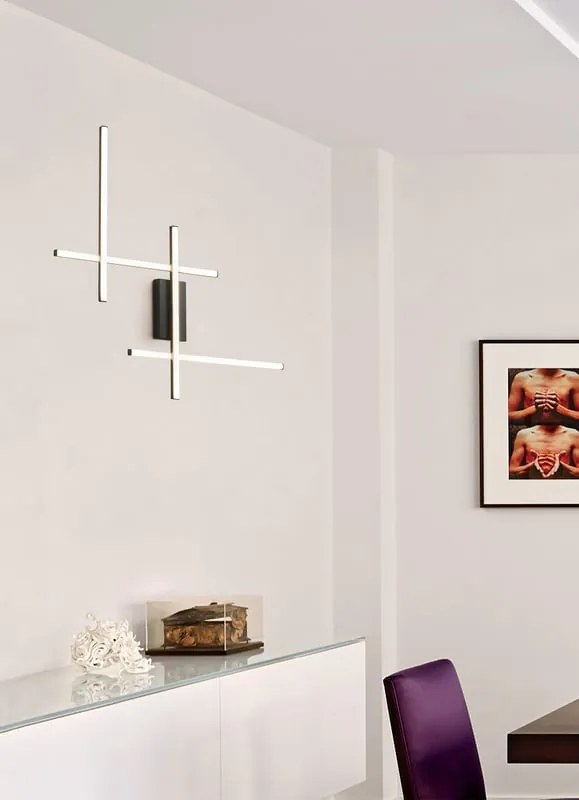 Applique LED design Hope nero IP20, luce bianco freddo 1180 lumen, NOVECENTO
