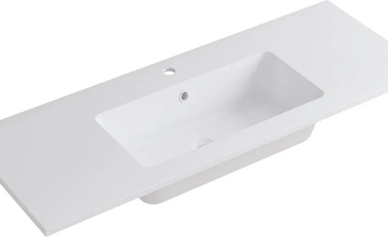 Lavabo a incasso rettangolare L 120.5 x H 14 x P 46 cm in resina bianco lucido