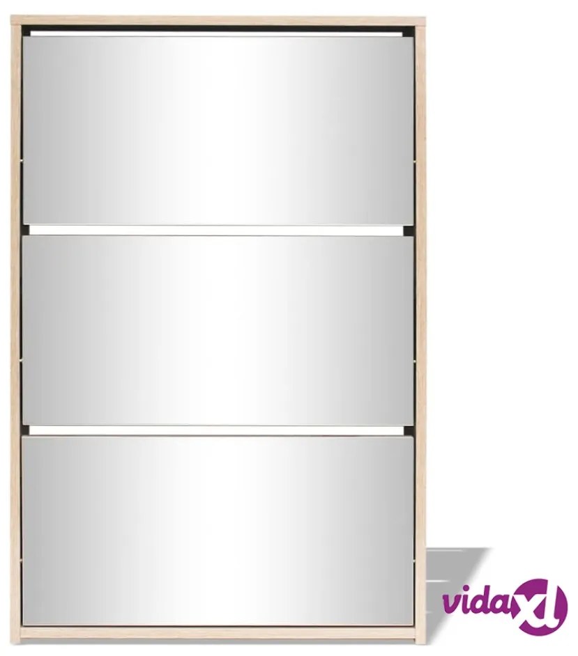 vidaXL Scarpiera con 3 Ripiani e Specchio Colore Rovere 63x17x102,5 cm
