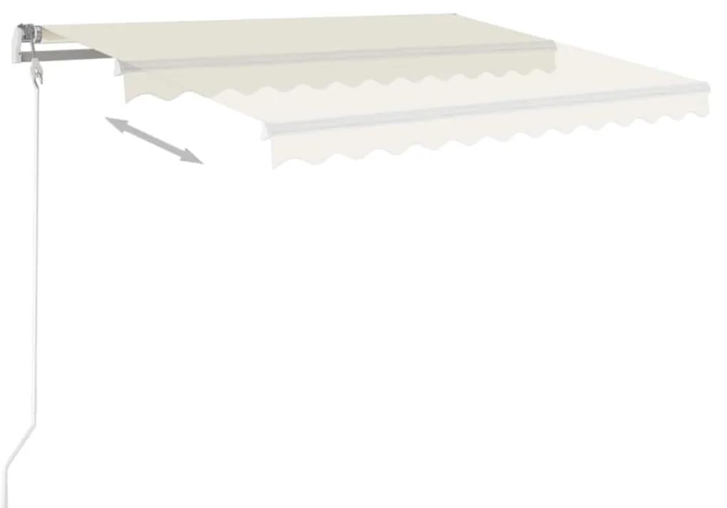 Tenda da Sole Retrattile Manuale con Pali 4x3,5 m Crema