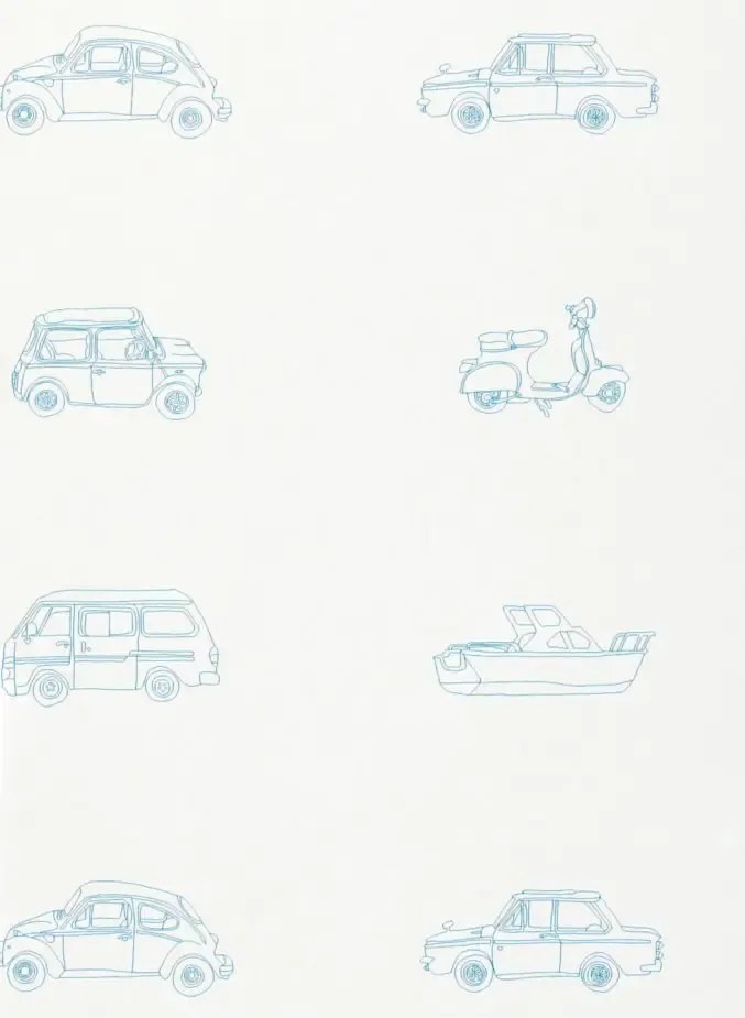 Harlequin Carta da parati Go Go Retro - Aqua and White