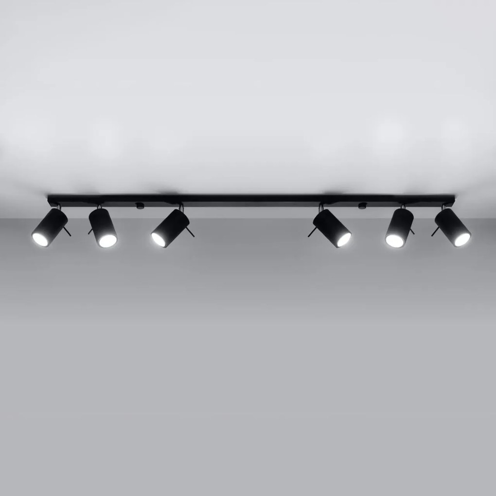 Plafoniera da soffitto in Acciaio 6xGU10 RING 6L Nera da interno