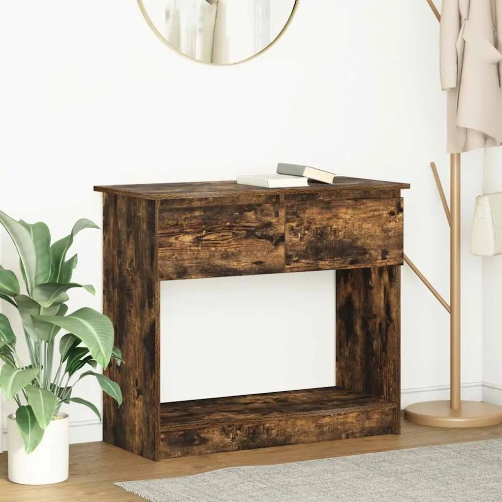 Tavolo Consolle Con Cassetti Rovere Fumo 85,5x38,5x74,5 Cm /