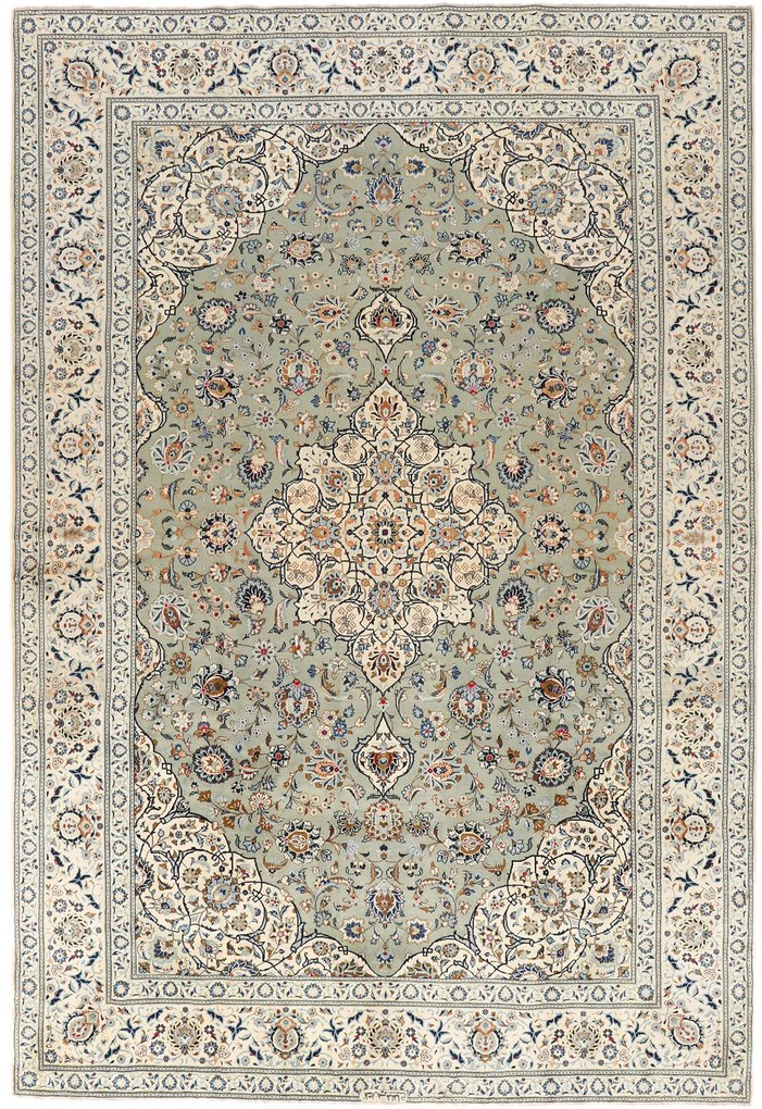 Kashan Tappeto 240 x 350 Beige (Iran) Annodato A Mano