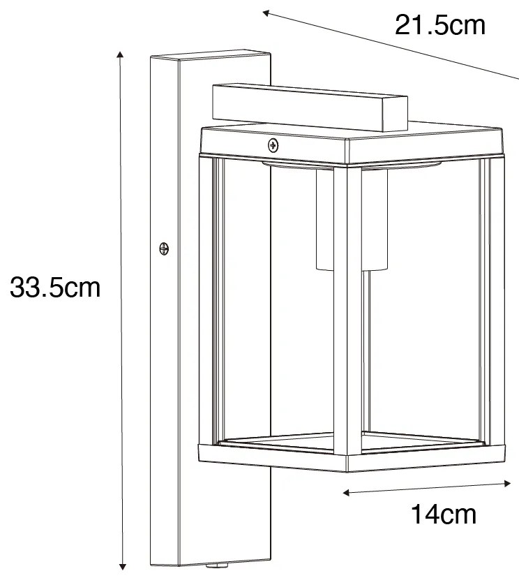 Lanterna da parete per esterni nera con vetro a coste e sensore crepuscolare - Charlois