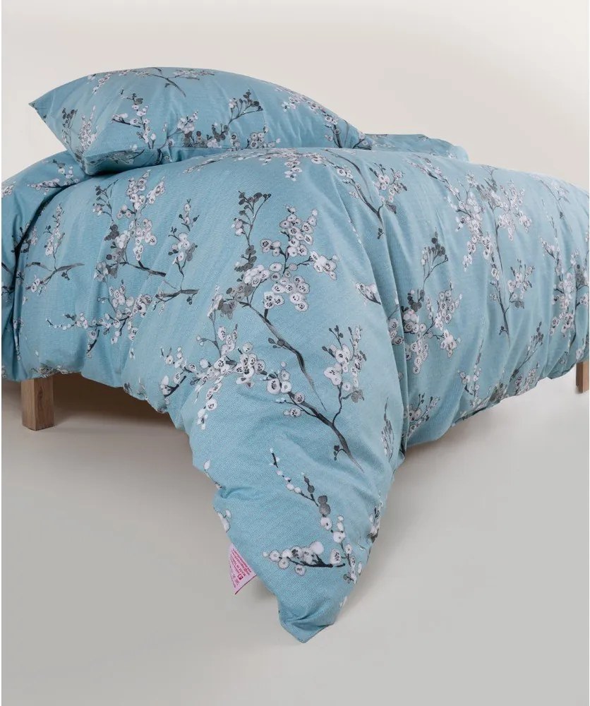 Set copripiumino e federa blu in cotone renforcé per letto matrimoniale ed esteso 240x220 cm Blue Floral – Mila Home Luxury