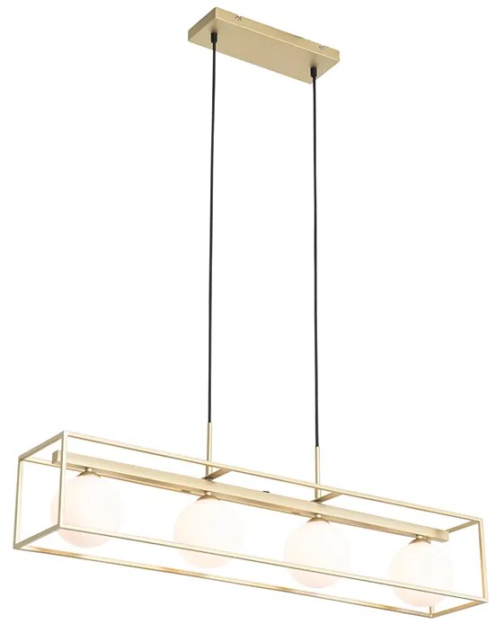 Lampada a sospensione design oro 4 luci bianche - ANIEK