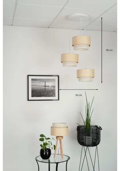 Brilagi - Lampadario a cavo ARIZONA BOHO 3xE27/15W/230V beige/bianco